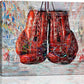 Quorin Banksy Graffiti Boxing Wall Art Red Boxing Gloves Pictures Gym Sport Wall Decor Canvas Print Painting Artwork for Gym Living Room Bedroom 20"x24"