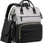LOVEVOOK Diaper Bag Backpack, Baby Bag with Changing Station, Large Diaper Backpack for Mom Dads, Waterproof Leather Mommy Bag for Boy and Girl, Travel Essential Baby Shower, Black-Grey