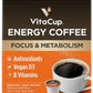 VitaCup Energy Light Roast Coffee Pods, Boost Focus & Metabolism, Antioxidants, B Vitamins, Crisp & Smooth,100% Arabica Coffee, Recyclable Single Serve Pod Compatible with Keurig K-Cup Brewers,16 Ct