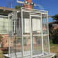 Extra Large Castle PlayTop Parrot Rolling Cage for Large Macaws Cockatoos African Grey Amazon (32" L x 23" W x 66" H WhiteVein)