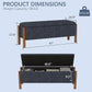 Modern Storage Benches with Walnut Wood Legs, 47'' Ottoman Bench with 20 Gallons Storage Space for Bedroom End of Bed, Fabric Upholstered Entryway Bench with Seating for Livingroom, Blue