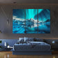 Nature Wall Art Prints - Ocean Forest Mountain Lake Canvas Landscapes - Small to Extra Large Living Room Bedroom Kitchen Bathroom Décor (Northern Lights Over Lake, 39L" x 59W" - 3 Panels)