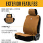 Carhartt Universal Nylon Duck Canvas Fitted Bucket Seat Cover, Durable Seat Protection with Rain Defender, Single, Black and Carhartt Brown