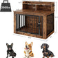 IRONCK Dog Crate Furniture, 33.4 inches Wooden Small Dog Crate with Storage and 4 Hooks, Heavy Duty Pet Crate for Small Dog, Decorative Pet Cage for Indoor (22" L x 33.4" W x 37.4" H)