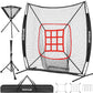 7x7 ft Baseball Net for Batting Pitching Hitting, Softball Pitching Net with Strike Zone, Tee, Ball Caddy, Softball Batting Net Baseball Training Equipment for Kids Adult Youth Sport Practice