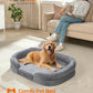 Feandrea Dog Bed, Large Orthopaedic Dog Sofa Bed, 42 x 30 x 7 Inches, Egg Crate Foam, Waterproof Liner, Raised Edges, Removable and Machine Washable Cover, Non-Slip, Light Gray UPGW283G01