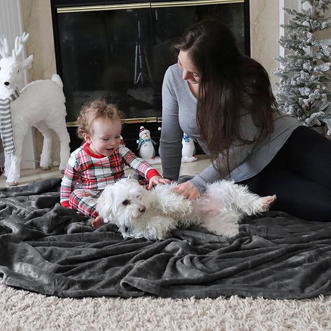 Bedsure Fleece Throw Blanket Dark Grey - 300GSM Blankets for Couch, Sofa, Bed, Soft Lightweight Plush Cozy Throws for Toddlers