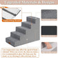 GGIB Dog Stairs for Small Dogs Cats Non-Slip Dog Steps for High Bed Pet Stairs for Sofa Couch Pet Ramp Pet Steps with Removable Washable Cover, Grey, 22" H, 5-Step