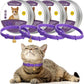 4 Pcs Cat Calming Collar Adjustable Lavender Scent Relaxing Cat Collar with 2 Pendant for Puppies Reduce Stress Aggression Anxious, up to 15 Inches(Purple, Gold)
