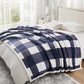PU MEI Sherpa Blanket Fleece Throw Blanket Full Queen Plaid Thick Bed Blanket, Soft Warm Cozy Blue Checkered Throw Blanket 80"*90"
