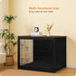 DWANTON Dog Crate Furniture with Cushion, Wooden Kennel Table with Double Doors, Indoor Dog House, Extra Large Size, 43.3" L, Black+Warm Brown