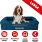 The Dog’s Bed, Large Oxford Blue/Red 36x27 Memory Foam, Pain Relief: Arthritis, Hip & Elbow Dysplasia, Post Surgery, Lameness, Supportive, Calming, Waterproof Washable Cover, Veterinary Approved