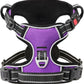 Timos Dog Harness Large Sized, No Pull with Neck Lockable Snap,No Choke Front Clip Dog Reflective Harness,Adjustable Metal Rings 3 Buckles,Easy Control Handle for Large Dogs Purple L