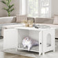 JY QAQA Cat Litter Box Enclosure,Litter Box Furniture Hidden with Barn Door,Wooden Cat Washroom Furniture,Cat House,Fit Most of Litter Box,White