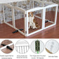 ZJSF Freestanding Dog Fence Indoor, Foldable Dog Gate for Doorways, Stairs or Hallways, Sturdy Wood Extra Wide Pet Gate with Support Feet for The House, White, 32 "Height-6 Panels