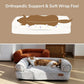 FUKUMARU Dog Couch Bed, Corduroy Cozy Cat Bed for Indoor Cats with Washable Cover, Supportive Waterproof Dog Beds Sofa for Small Dogs and Large Cats Cute, 28inch, Medium, Light Grey