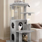 Globlazer Cat Tree Tower for Indoor Cats, 50-inch Adult Cat Tree House for Large Adult Cats with Steps, Scratching Post, 2 Cat Caves, Dangling Toys, FC50, Light Grey
