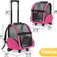 KOPEKS Deluxe Backpack Pet Travel Carrier with Double Wheels for Pets up to 18 Pounds - Pink