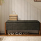 Modern Storage Benches with Walnut Wood Legs, 47'' Ottoman Bench with 20 Gallons Storage Space for Bedroom End of Bed, Fabric Upholstered Entryway Bench with Seating for Livingroom, Gray