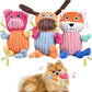 3pcs Dog Squeaky Toys, Plush Stuffed Puppy Chew Toy for Extended Play, Interactive Toys Gifts for Small Medium Large Chewer Dogs, Pet Toy Bulk to Keep Them Busy(Dog&Fox&Pig)