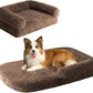 EHEYCIGA Foldable XXL Dog Bed, Faux Fur Fluffy Pet Couch Bed for Extra Large Dogs, Orthopedic Calming Memory Foam Big Pet Bed, Washable Soft Pet Sofa Bed with Non-Slip Bottom, Brown, 54"x38"x7.5"