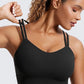 CRZ YOGA Softness Mold Womens Butterluxe Strappy Longline Sports Bra - Double Spaghetti Strap Workout Yoga Crop Top Athletic