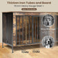Dog Crate Furniture 78" for 2 Dogs Sturdy Heavy Duty Dog Kennel Solid Metal Tube Thick Wooden with 3 Lockable Doors XXL Double Dog Cage Large Breed as End Table for Large Dogs Rustic Brown
