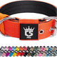 TSPRO Tactical Dog Collar 1.5 Inch Wide Thick Dog Collars with Heavy Duty Metal Buckle, Durable, Strong, Adjustable for Medium to Large Dogs (Orange L)