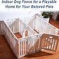 2 Room Dog Playpen with Door,DIY Shape Combination Puppy Pen,16-Panel+2 Link Piece+Large Door+Small Door,25.5" H Dog Fence,Non-Slip&Secure Pet Gate,Easy to Assemble (Two Rooms)