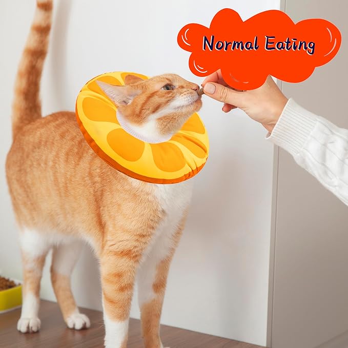 Cat Cone Collar Soft, Cat Recovery Collar for Wound Healing Cute Donut Elizabethan Cone for Kittens, Adjustable Cones for Cats to Stop Licking Neck Protective Cones After Spay(Orange, Small)