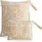 mushie Water Resistant Wet Bags | Large & Small Reusable Storage Bag for Baby Items and Travel | Zippered Pockets with Handle | Machine Washable, Set of 2 (Pastel Blooms)