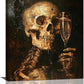 Quorin Gothic Skeleton Wall Art Goth Skull Champagne Wall Decor Dark Academia Pictures Horror Canvas Print Painting Artwork for Bathroom Living Room Bedroom 20"x24"