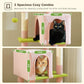 Flower Cat Tree, 62-Inch Tall Multi-Level Cat Tower with Scratching Posts for Large Indoor Cats, Plush Bed w/Padded Perches, Scratching Pad & 2 Green Pompoms, Pink