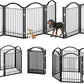 BHG Metal No-Assembly Freestanding Dog Gate with Door Walk Through, Extra Wide 144", Extra Tall 32" Pet Gate, Accordion Puppy Folding Playpen Dog Fence, with 2PCS Support (Black, 6 panesl)