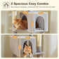 62-Inch Cat Tree for Indoor Cats, Large Cat Tower with Scratching Posts for Large Cats, 2 Bigger Plush Condos, Padded Platform, Soft Cat Bed and Scratching Pad, 2 Pompoms, Gray