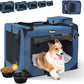 Extra Large Dog Crate with 2 Foldable Bowl, 40 Inch Collapsible Travel Dog Crate Kennel with Soft Blanket for Medium Dogs,Indoor & Outdoor (40" L x 27" W x 27" H, Navy)