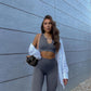 QINSEN Workout Outfits for Women 2 Piece Ribbed Seamless Crop Tank High Waist Yoga Leggings Sets