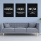 Success Canvas Painting Wall Art Quote Motivational Wall Art Execute Wall Decor 3 Pieces Black Poster Positive Inspirational Framed Artwork Prints Picture for Living Room Office 60''Wx 28''H