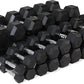 WF Athletic Supply Rubber Coated Hex Dumbbell Set, Multiple Choices Available - Dumbbells with Rack Stand and Mat, or Dumbbells Only (200/550/1200/2100/3000 LB)