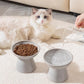vancasso Ceramic Elevated Cat Bowls 2-Pack - 6.2" Extra Wide Raised Cat Food & Water Dishes, 5.1" Optimal Height Anti-Whisker Fatigue Shallow Bowls for Cats/Kittens/Dogs, Lead & Cadmium Free (Grey)