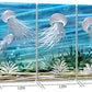 SYGALLERIER Coastal Metal Wall Art Handcrafted 3D Jelly Fish Aluminum Artwork Modern Sea World Pictures Contemporary Abstract Sculpture for Living Room Bedroom Bathroom Decor