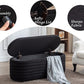 Storage Ottoman Bench Upholstered Fabric Storage Bench End of Bed Stool with Safety Hinge for Bedroom, Living Room, Entryway (45.5-inch, Black)