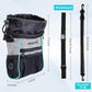 Dog Treat Pouches Training Walking Bag with Shoulder Strap, Large Space for Pets Food, Polyester Fabric, 3-Way Wearing Design, Portable Pet Bagand Easy to Clean, Black with Grey