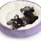 Love's cabin Round Donut Cat and Dog Cushion Bed, 25in Pet Bed for Small or Medium Dogs, Anti-Slip & Water-Resistant Bottom, Soft Durable Fabric Pet Beds, Washable Calming Cat Bed Lavender Stripe