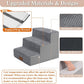 GGIB Dog Stairs for Small Dogs Cats Non-Slip Dog Steps for High Bed Pet Stairs for Sofa Couch Pet Ramp Pet Steps with Removable Washable Cover, Grey, 13" H, 3-Step