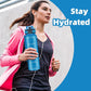 OLDLEY 32 oz Motivational Water Bottle with Time Marker, Sports Water Bottle With Strap, Leakproof & BPA Free Large Water Bottle for School, Gym, Travel, Outdoor, Tritan, Blue