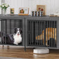 EasyCom 78 Inch Dog Cage Furniture for 2 Pets with Divider, XXL Wooden Double Dog Crate Furniture TV Stand for Mideum and Large Breed, Durable and Sturdy