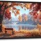 Large Autumn Tree Wall Art for Living Room, Framed Oversized Lake Landscape Wall Decor Nature Canvas Painting Modern Artwork for Living Room Bathroom Bedroom Office Dining Room 36"x24"