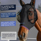 Horse Fly Mask with Ears, UV Protection for Horses, Elasticity with Big Mesh Eye Covers, Snug Fitting Comfortable Breathable Lightweight for Horses Black Full Size