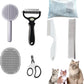 Cat Grooming Brush Kit 6 Tools - Deshedding & Dematting for Long/Short Hair, Self-Cleaning Slicker Brush with 6-in-1 Flea Comb for Cats & Kittens (White)